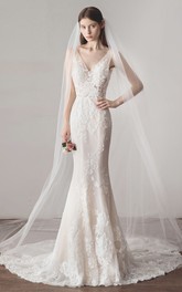 Lace Bateau Mermaid Elegant Wedding Dress With V-back - Dorris Wedding