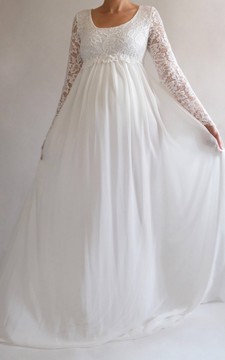 A-line Bell Long Sleeve Empire Maternity Wedding Dress