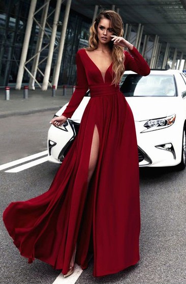 long formal red dress