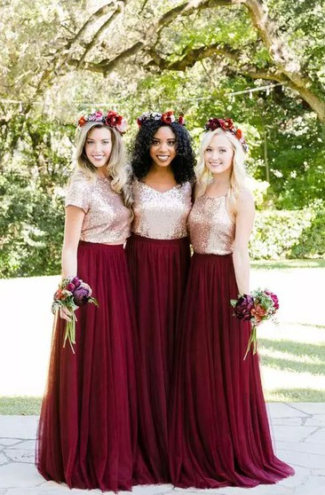 sequin top bridesmaid dress