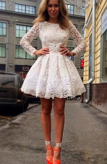 Short white dress with sleeves - Buy and Slay
