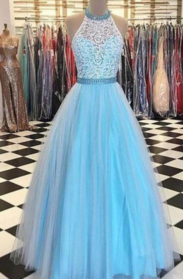 baby blue prom dress