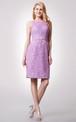 Sleeveless Jewel Neck Short Lace Dress With Keyhole Back